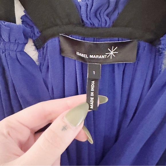 Isabel Marant Etoile Mini Dress Silk Purple Raw Hem Edges Sleeveless - Picture 2 of 7